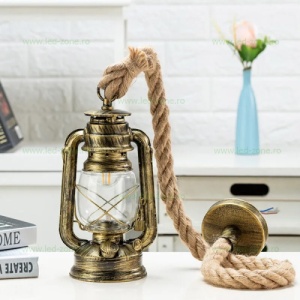 Pendul Soclu E27 Rustic Metal Felinar Mare - Img 4