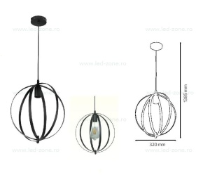 Pendul Soclu E27 Vintage Negru LZ010N - Img 3