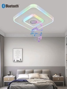 Plafoniera LED Patrata 62W RGBCCT Difuzor Bluetooth Telecomanda