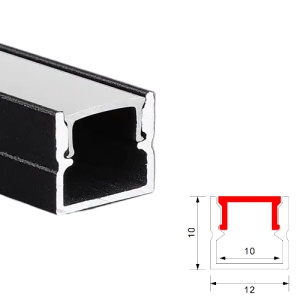 Profil Aluminiu Aplicat Negru Dispersor Alb 2M 10MM - Img 2