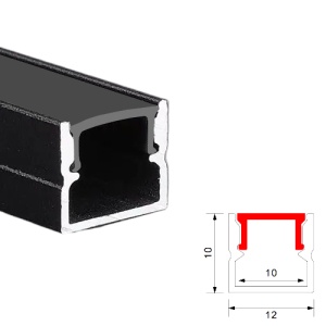 Profil Aluminiu Aplicat Negru Dispersor Negru 2M 10MM - Img 2