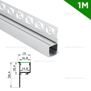 Profil Aluminiu Incastrat Sub Tencuiala 1M 12MM LZ5883