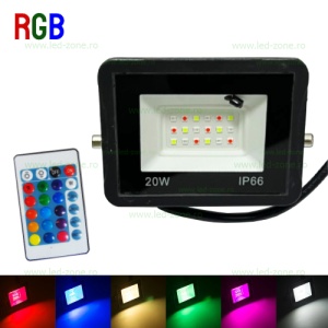 Proiector LED 20W SMD2835 Slim RGB Telecomanda - Img 1