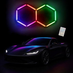 Set 2 Hexagoane LED Honeycomb RGB Digital Tuburi 440mm