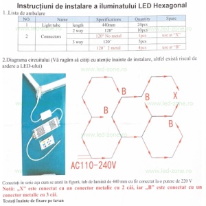 Set 5 Hexagoane LED Honeycomb RGB Digitale Tuburi 440mm - Img 4