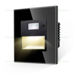 Spot LED 1.5W Patrat Negru Trepte Senzor Sticla