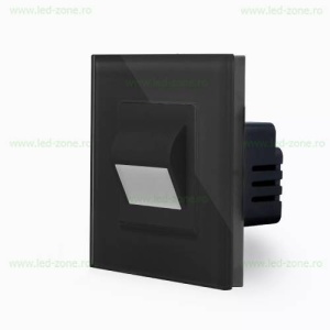 Spot LED 1.5W Patrat Negru Trepte Sticla - Img 2