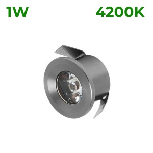 Spot LED 1W Mini Rotund Argintiu Alb Natural - Img 1