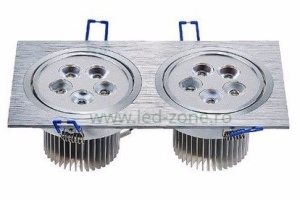 Spot LED 2x5W Dreptunghiular Mobil Argintiu