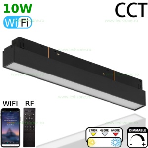 Spot LED Magnetic 10W Liniar Mat Negru CCT RF WIFI