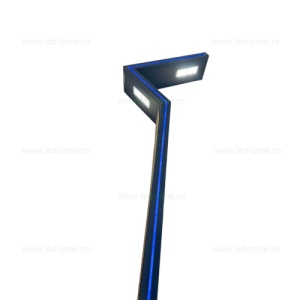 Stalp Iluminat LED 60W + 20W Ornamental Albastru 3M Solar - Img 4
