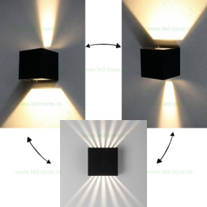Aplica LED 2x3W Exterior Patrata Neagra Multi Fascicul LZ2126 - Img 2