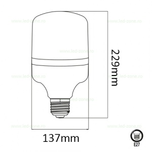 Bec LED E27 50W Dispersor Mat Plastic TORCH - Img 3
