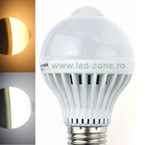 Bec LED E27 7W Glob Mat Senzor Miscare