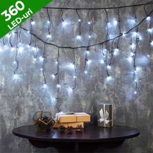 Instalatie LED Perdea Turturi 8x0.7m 360L Fir Negru - Img 1