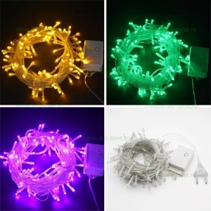 Instalatie Pom Craciun 300 LED-uri Diverse Culori Fir Transparent