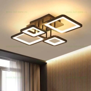 Lustra LED 120W Neagra 3 Functii Dimabila cu Telecomanda LZ9925-4 - Img 2