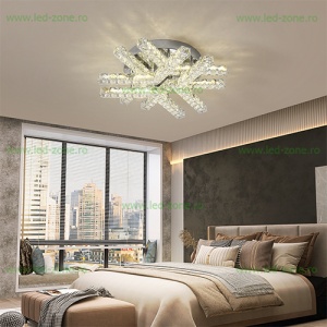 Lustra LED 84W Dimabila 3 Functii cu Telecomanda Cristal LZ1105-6 - Img 3