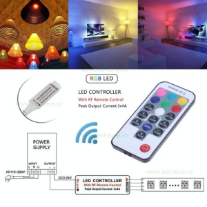 Mini Controller Banda LED RGB 12A 144W 16 Taste RF - Img 4