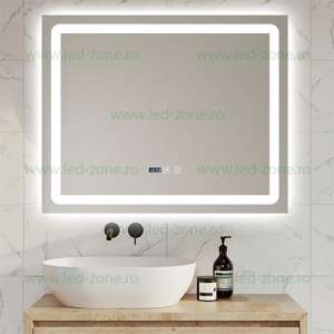 Oglinda Baie LED 80x65cm Touch Ceas Dezaburire LZJ149