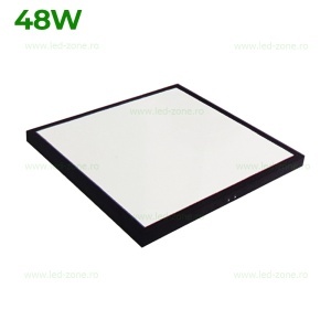Panou LED 48W 60x60cm Alb Natural Aplicat Negru