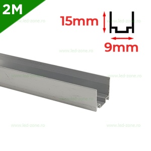 Profil Aluminiu 2M Montaj Neon Flex Slim 9mm - Img 1