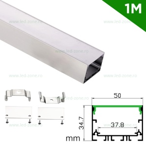 Profil Aluminiu Aplicat Dispersor Mat 1M 37.8MM - Img 1