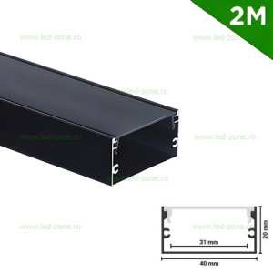 Profil Aluminiu Aplicat Dispersor Negru 2M 31MM - Img 1