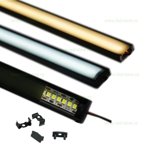 Profil Aluminiu Aplicat Negru Dispersor Negru 1M 12.4MM - Img 2