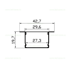 Profil Aluminiu Incastrat Dispersor Mat 2M 28.9MM LZ8564 - Img 3