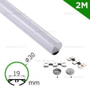 Profil Aluminiu Suspendat Dispersor Mat Cilindru 2M 19MM - Img 1