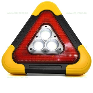 Proiector LED 3xCOB De Avertizare Triunghi Solar si Acumulator - Img 2