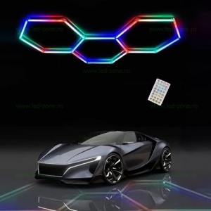 Set 3 Hexagoane LED Honeycomb RGB Digitale Tuburi 460mm