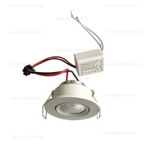 Spot LED 3W Mini COB Rotund Mobil Alb