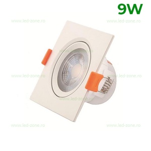 Spot LED 9W SMD Patrat Mobil Alb MAYA