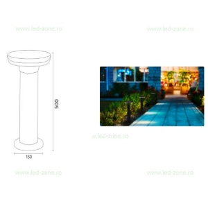 Stalp LED Gradina 12W Rotund 50cm DEXTER - Img 4