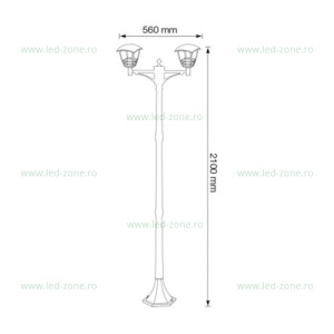 Stalp LED Gradina 2x60W Negru NAR 2.1M - Img 2