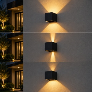 Aplica LED 2x5W Exterior Patrata Neagra Multi Fascicul