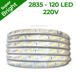 Banda LED 2835 120 SMD/ML 220V Super Bright - Img 1