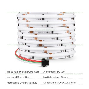 Banda LED COB 576 LED/ML RGB Interior Digitala 12V - Img 2