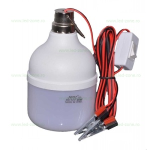 Bec LED 20W Mat Alimentare 12V Clesti cu Intrerupator