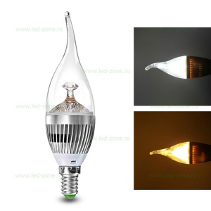 Bec LED E14 3W Flacara Clar Argintiu - Img 1