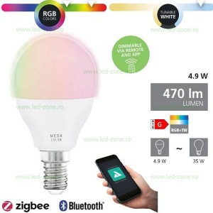 Bec LED E14 5W Glob Mat RGBWW - Img 2