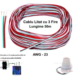 Conductor Electric 3 Fire Banda LED Digitala Rola 50M