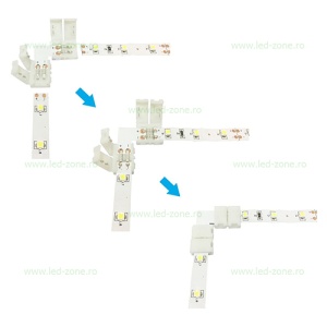 Conector Imbinare 2 Contacte Unghi 90 Banda LED 12V 8mm - Img 3