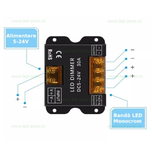 Controller Banda LED Monocrom 30A 360W cu Telecomanda de Perete  - Img 6