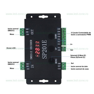 Controller DMX512 Adresabil Banda LED Pixel Digitala SP201E - Img 6