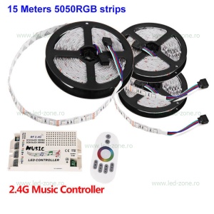 Controller Muzical Banda LED RGB 15A 180W Telecomanda RF - Img 5