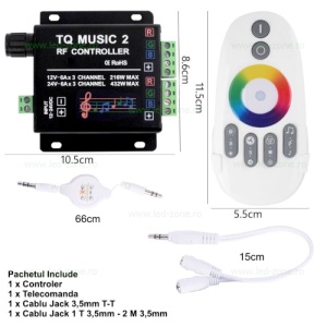Controller Muzical Banda LED RGB 18A 216W Telecomanda RF - Img 6
