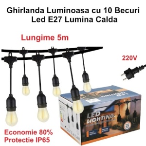 Ghirlanda 5M 10 Becuri LED Lumina Calda - Img 4